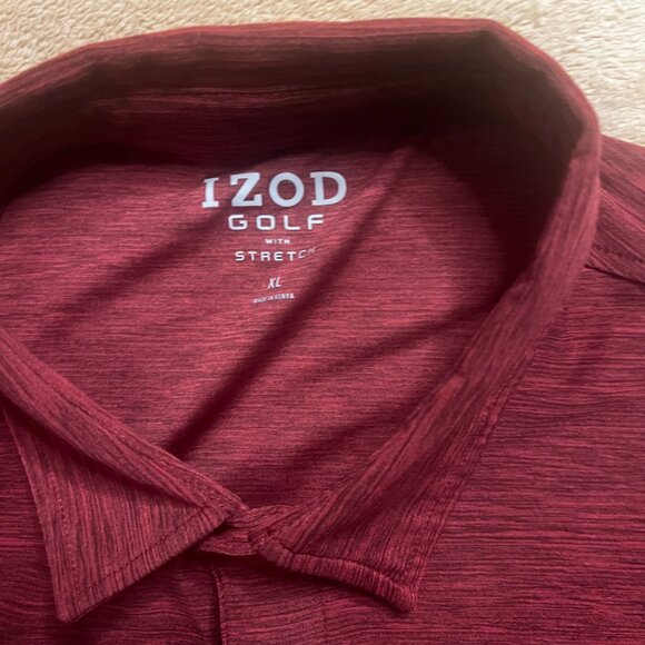 IZOD Golf Men XL Stretch Heather Maroon Short Sleeve 3 Button Stretch Polo - Picture 3 of 6